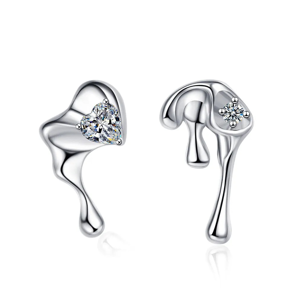 Wholesale Heart Ruffle Ear Studs Copper Earrings