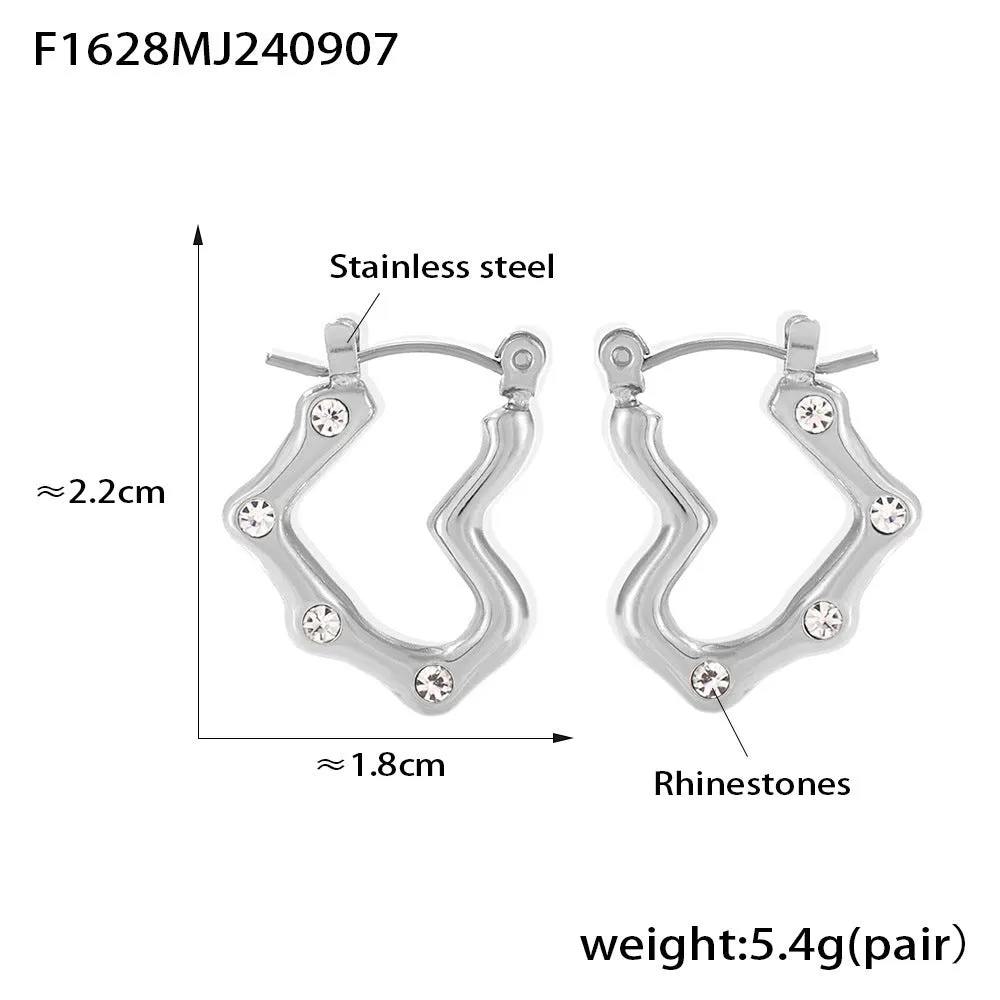 Wholesale Heart Shape Imitation Pearl Earrings Stainless Steel Gold Plated Earrings