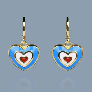 Wholesale heart-to-heart color heart-shaped earrings Valentine's Day sweet romantic cute enamel earrings