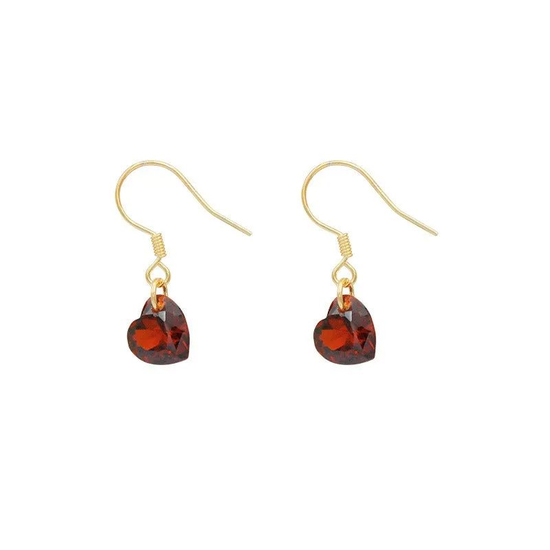 Wholesale Heart Zircon Light Luxury Minimalist Style High-end Heart Earrings