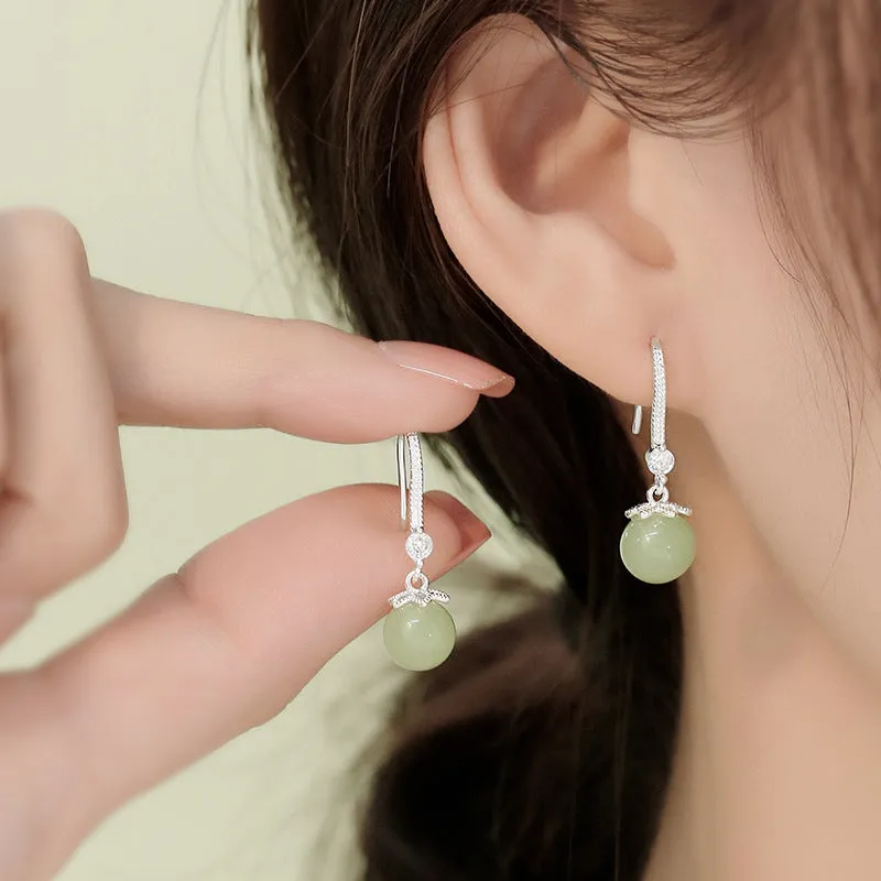 Wholesale Hetian Jade Earrings Women Valentine's Day Gift