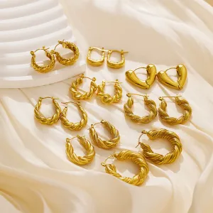 Wholesale High-grade Gold Stainless Steel Braided Thick U-shaped Earrings
