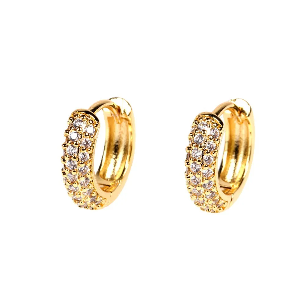Wholesale Hip Hop Hoop Zircon Earrings