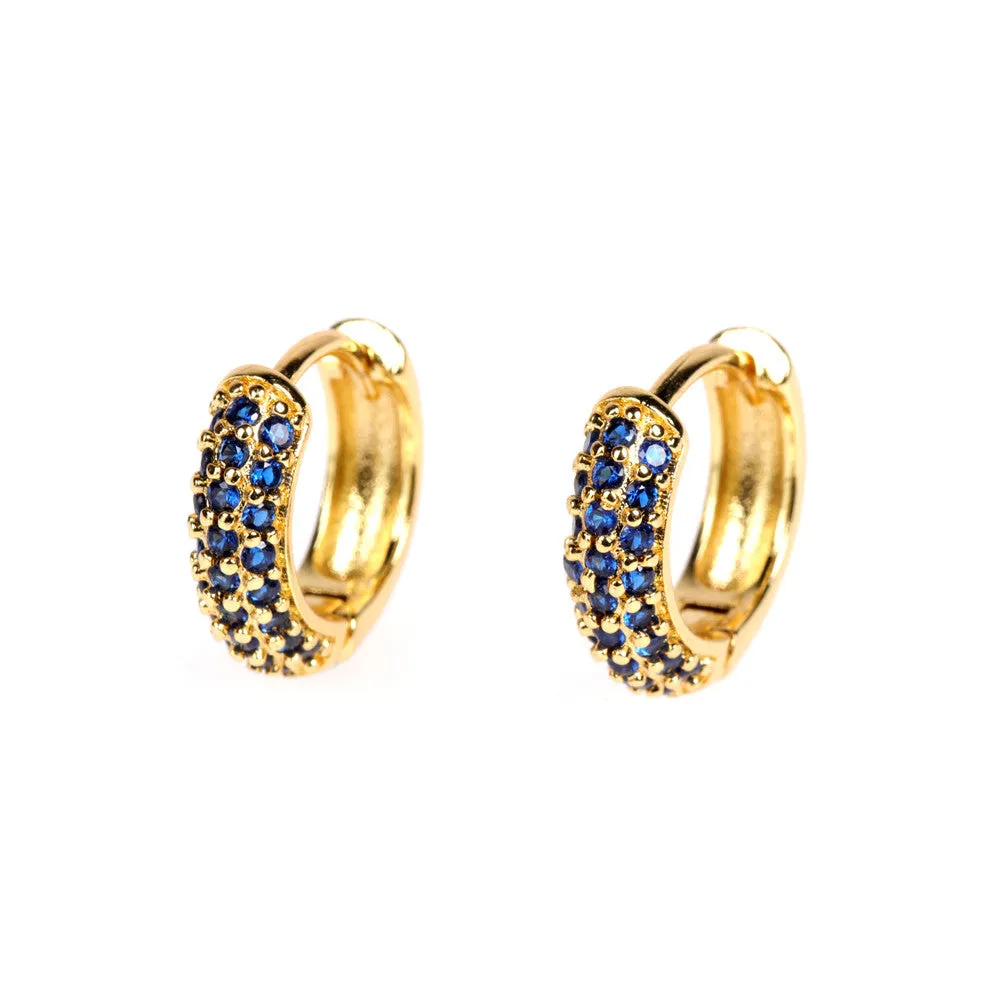 Wholesale Hip Hop Hoop Zircon Earrings