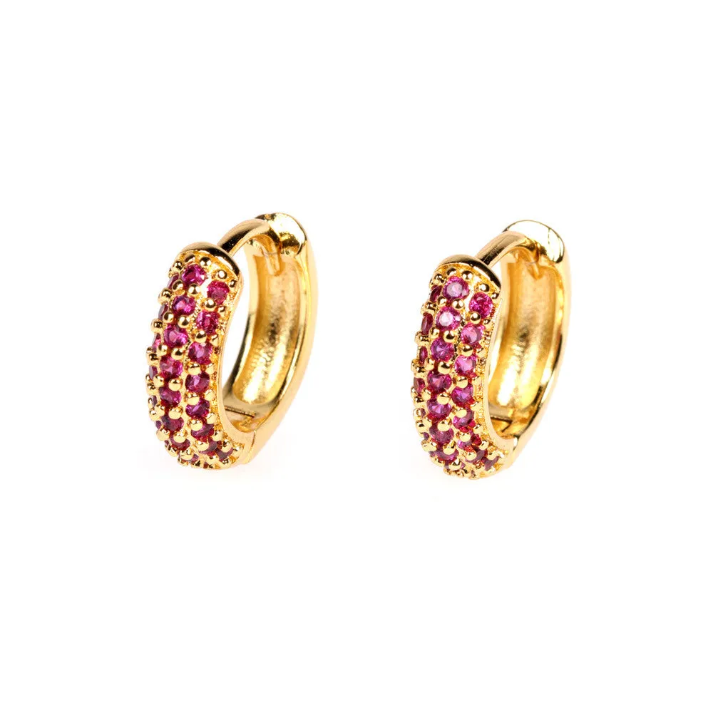 Wholesale Hip Hop Hoop Zircon Earrings