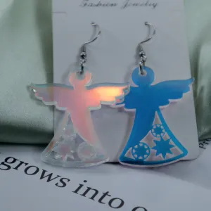 Wholesale Holiday Gifts Colorful Iridescent Acrylic Earrings Earrings Christmas Valentine's Day Angel Lady Gifts