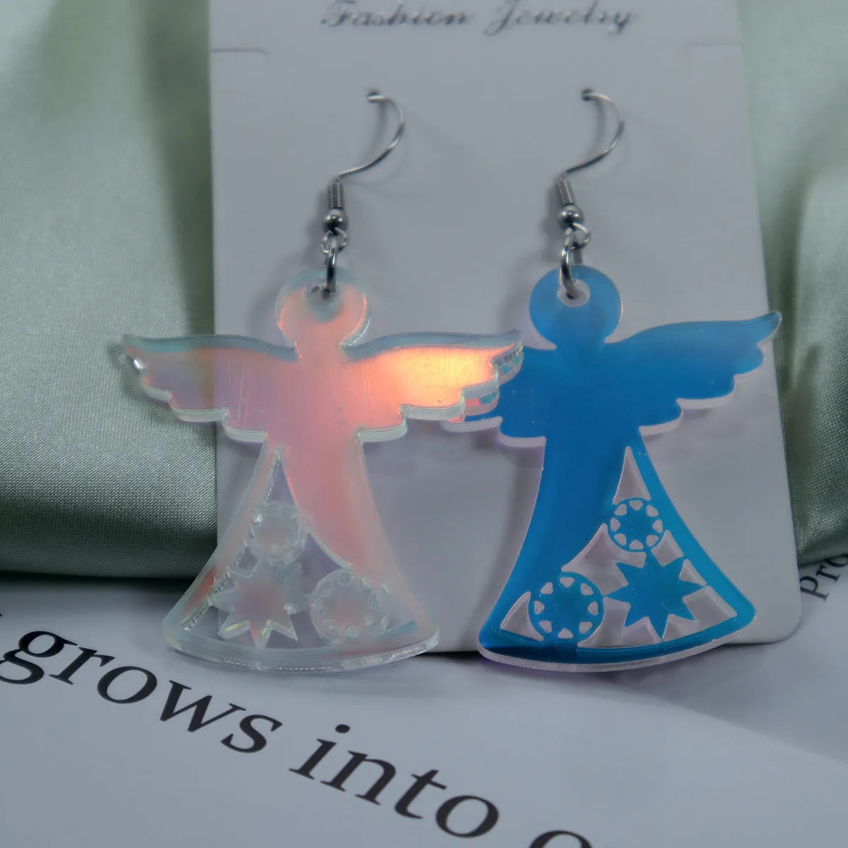 Wholesale Holiday Gifts Colorful Iridescent Acrylic Earrings Earrings Christmas Valentine's Day Angel Lady Gifts