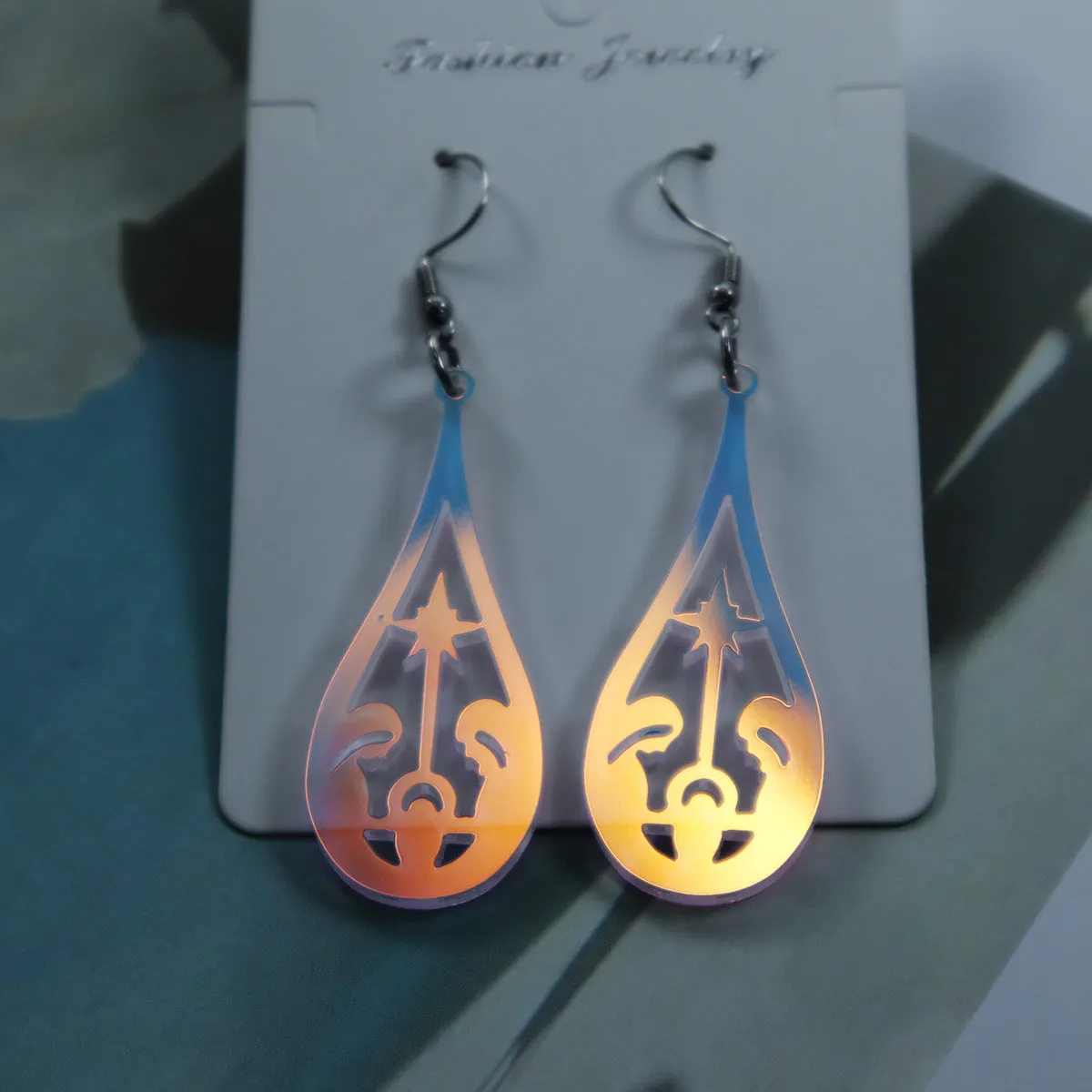 Wholesale Holiday Gifts Colorful Iridescent Acrylic Earrings Earrings Christmas Valentine's Day Angel Lady Gifts