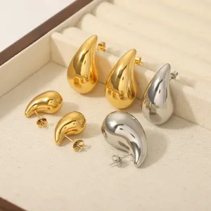 Wholesale Hollow Water Drop High-end 18K Gold-plated Polished Titanium Steel Earrings
