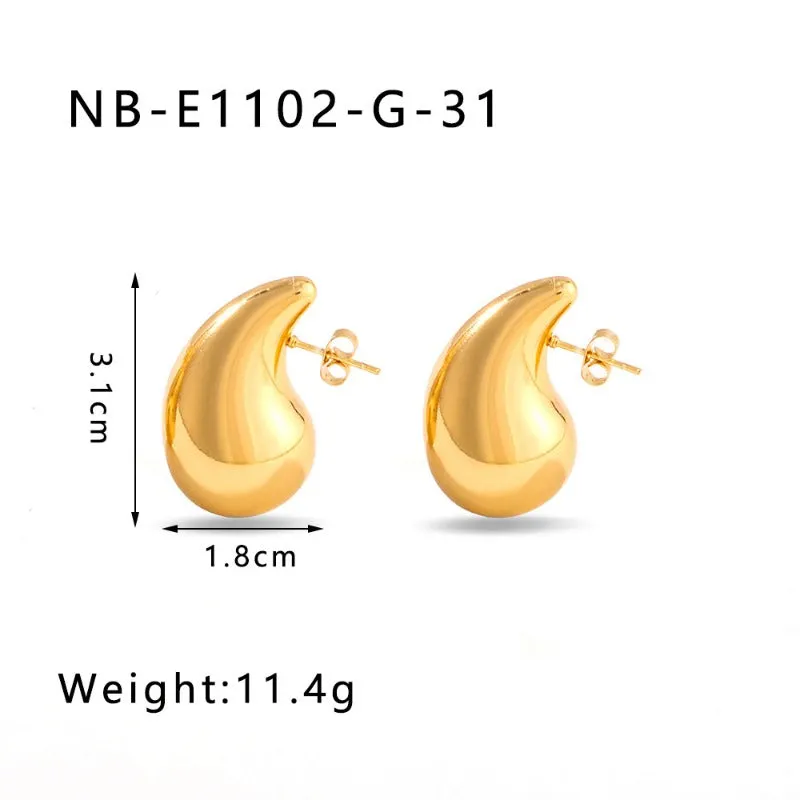 Wholesale Hollow Water Drop High-end 18K Gold-plated Polished Titanium Steel Earrings