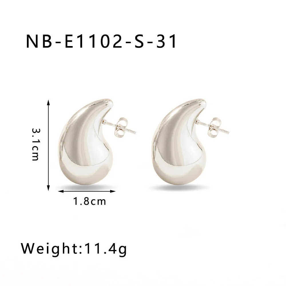 Wholesale Hollow Water Drop High-end 18K Gold-plated Polished Titanium Steel Earrings
