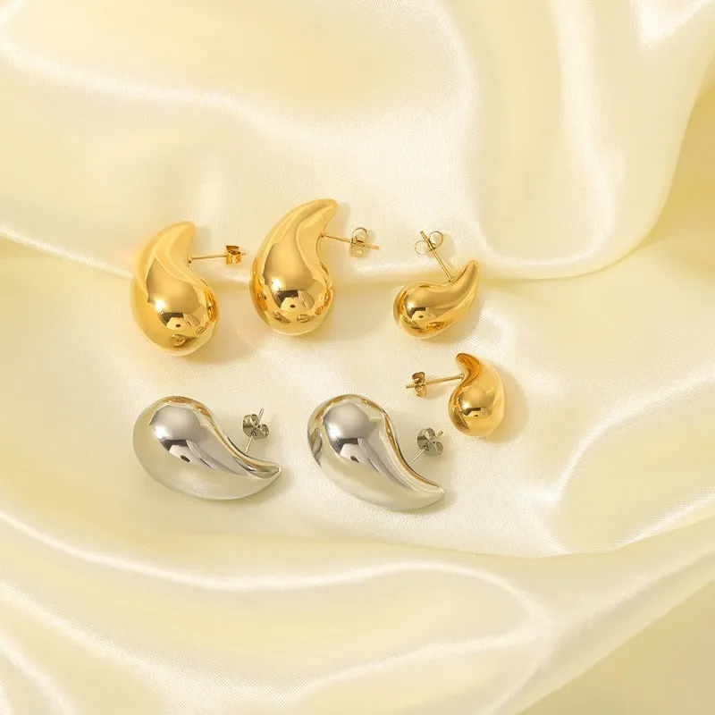 Wholesale Hollow Water Drop High-end 18K Gold-plated Polished Titanium Steel Earrings