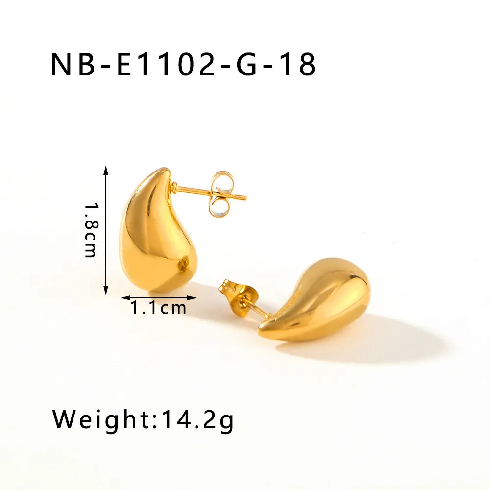 Wholesale Hollow Water Drop High-end 18K Gold-plated Polished Titanium Steel Earrings