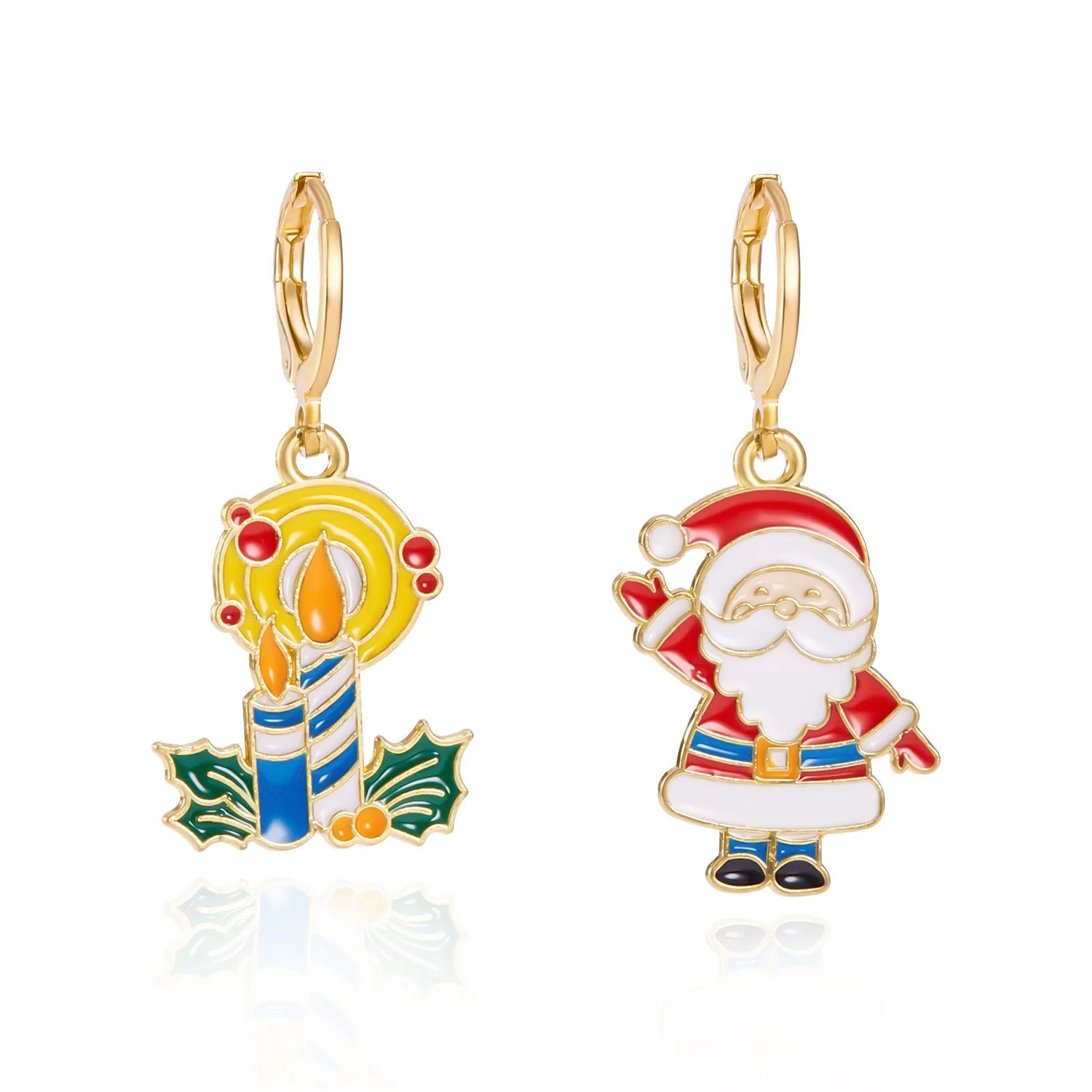Wholesale Hot New Product Diamond Studded Santa Bell Snowflake Pendant Earrings