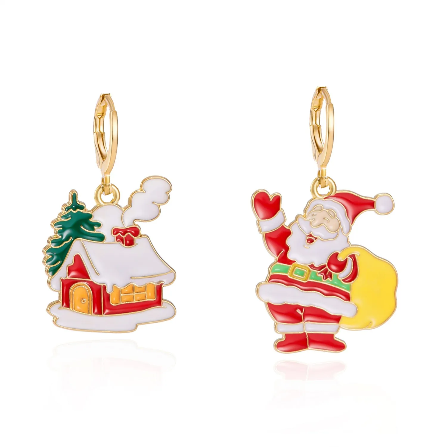 Wholesale Hot New Product Diamond Studded Santa Bell Snowflake Pendant Earrings