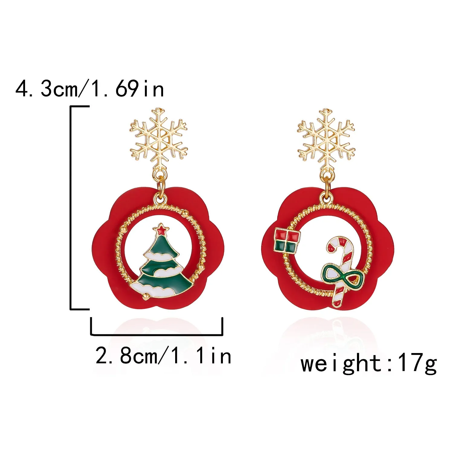 Wholesale Hot New Product Diamond Studded Santa Bell Snowflake Pendant Earrings