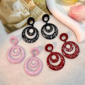 Wholesale  Hot Sale Color Geometric Circle Earrings Women Alloy Spray Paint Exaggerated Earrings Fashion Creative Spot Earrings