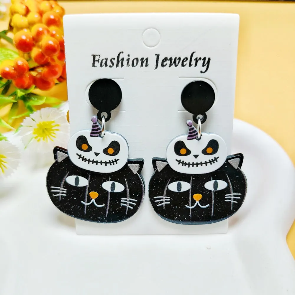 Wholesale  Hot sale Halloween Horror Ghost Acrylic Fashion Personality Print Earrings
