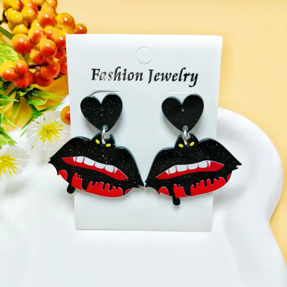Wholesale  Hot sale Halloween Horror Ghost Acrylic Fashion Personality Print Earrings