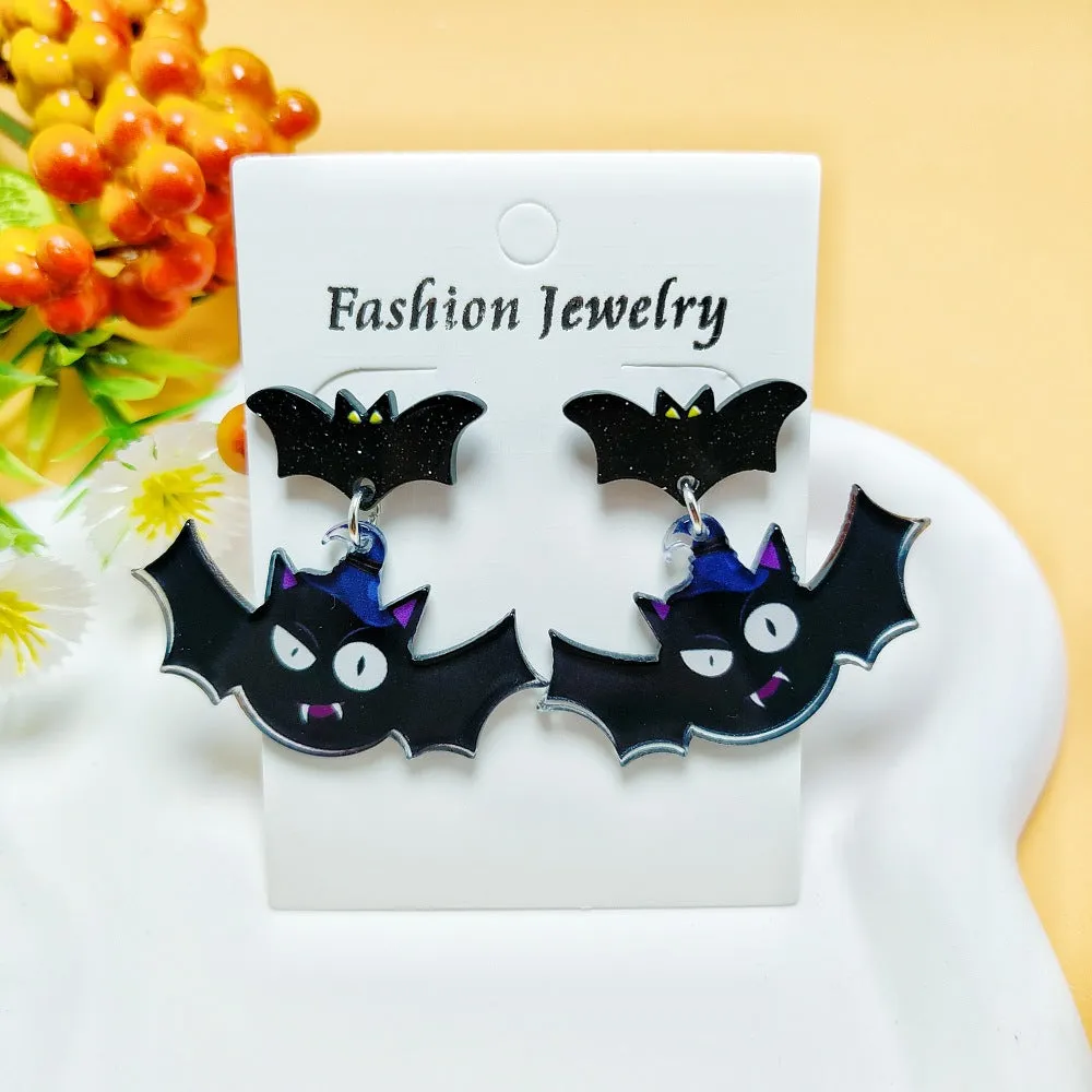 Wholesale  Hot sale Halloween Horror Ghost Acrylic Fashion Personality Print Earrings