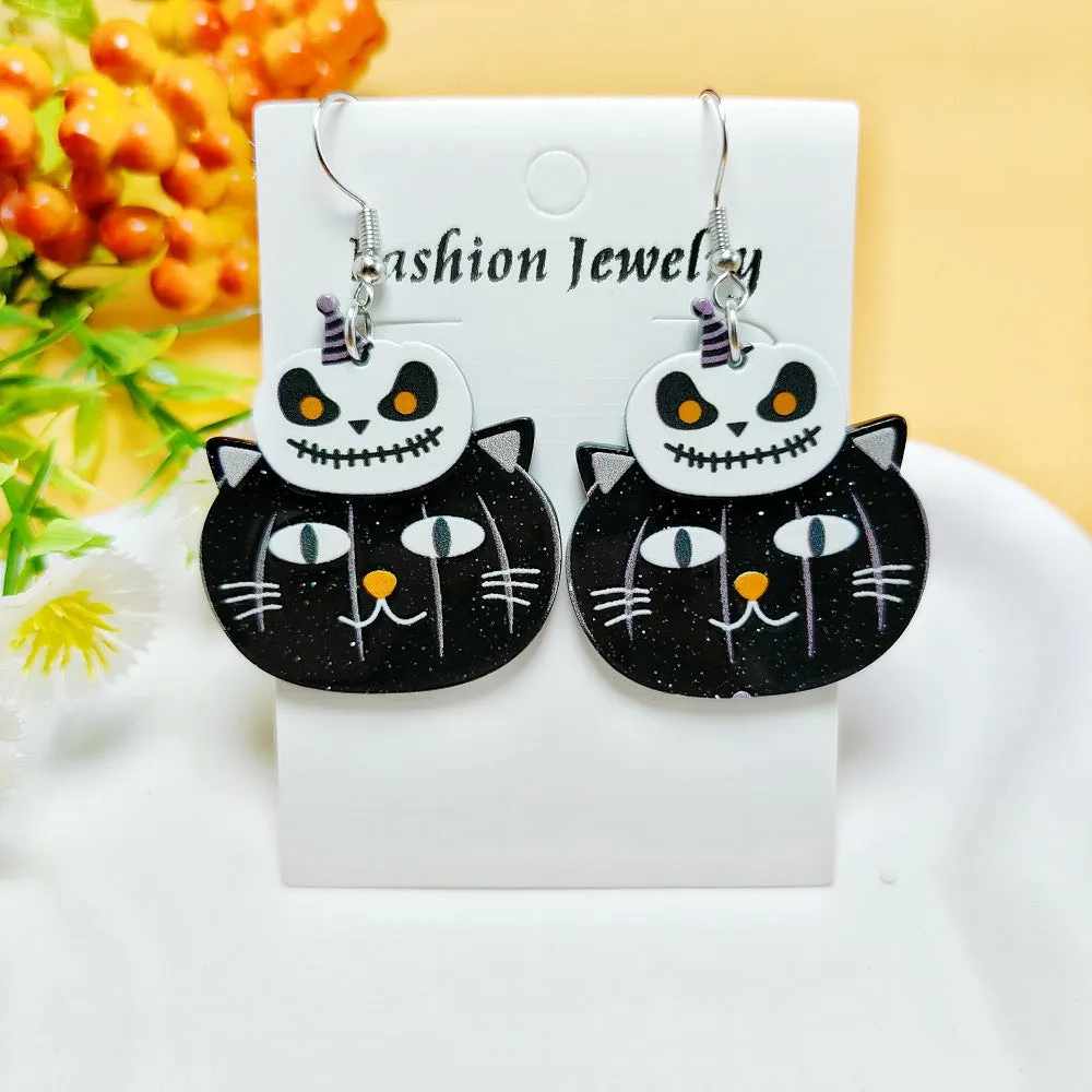 Wholesale  Hot sale Halloween Horror Ghost Acrylic Fashion Personality Print Earrings