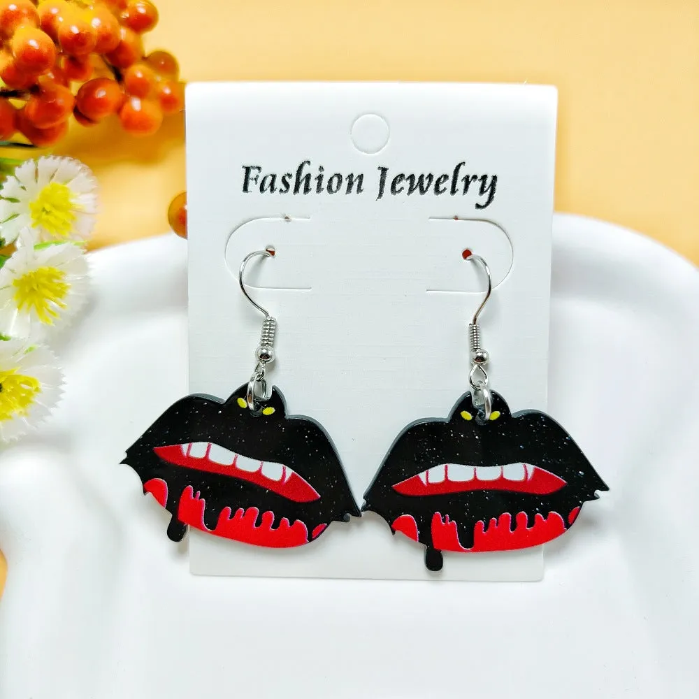 Wholesale  Hot sale Halloween Horror Ghost Acrylic Fashion Personality Print Earrings