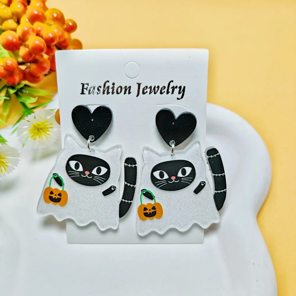 Wholesale  Hot sale Halloween Horror Ghost Acrylic Fashion Personality Print Earrings