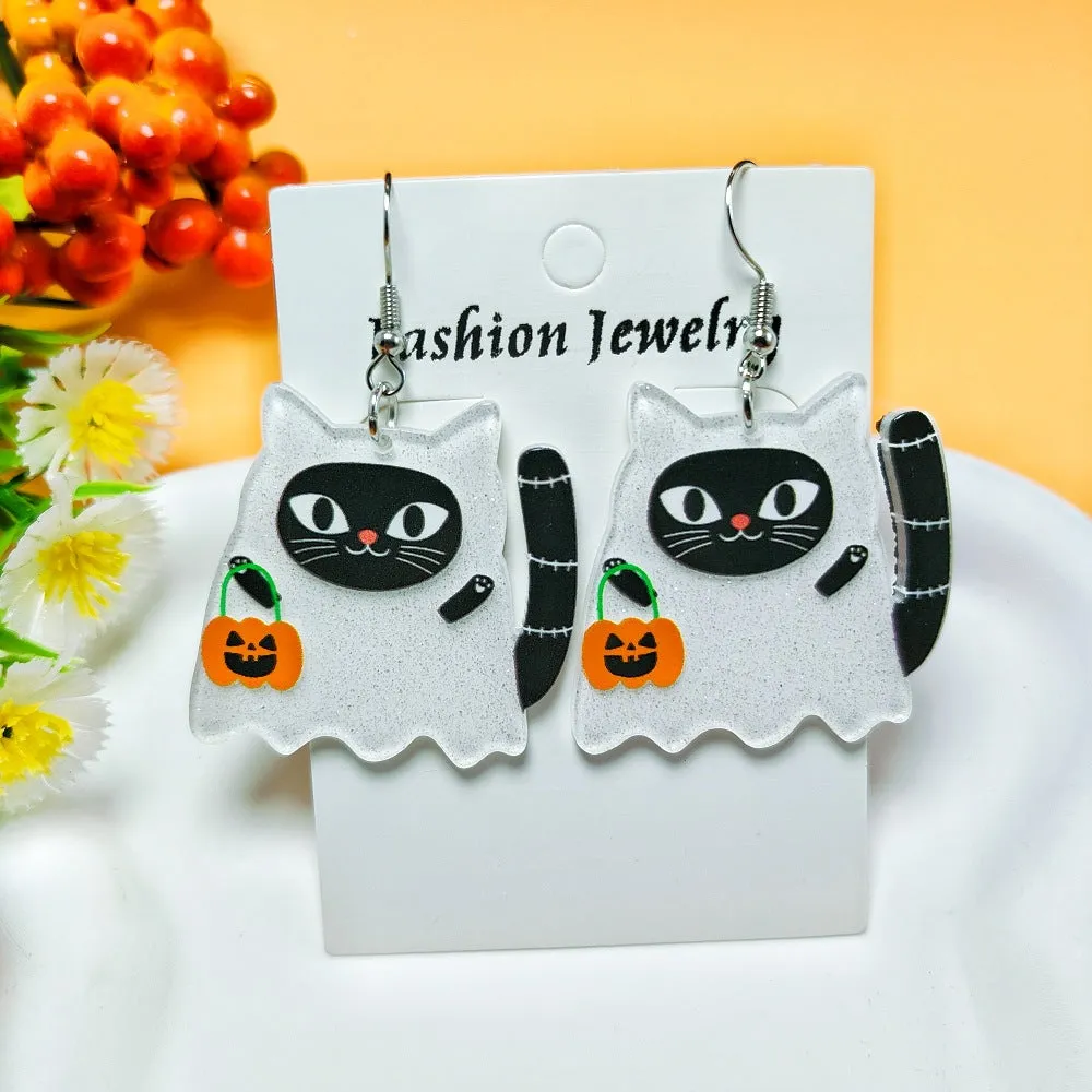 Wholesale  Hot sale Halloween Horror Ghost Acrylic Fashion Personality Print Earrings