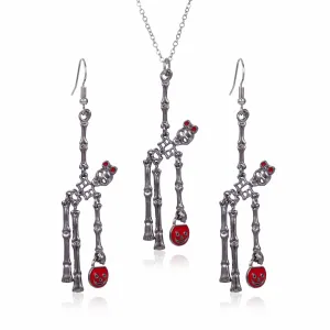 Wholesale Hot Sale Halloween Theme Creative Design Sense Vintage Personality Skull Frame Earrings Necklace Set