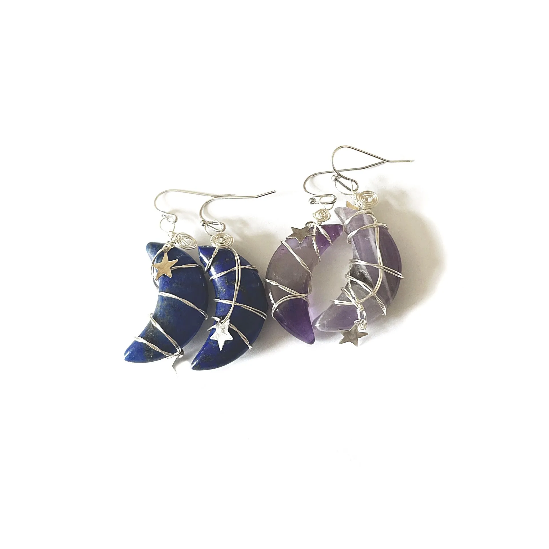 Wholesale  Hot Sale Natural Crystal Moon Diy Fashion Earrings
