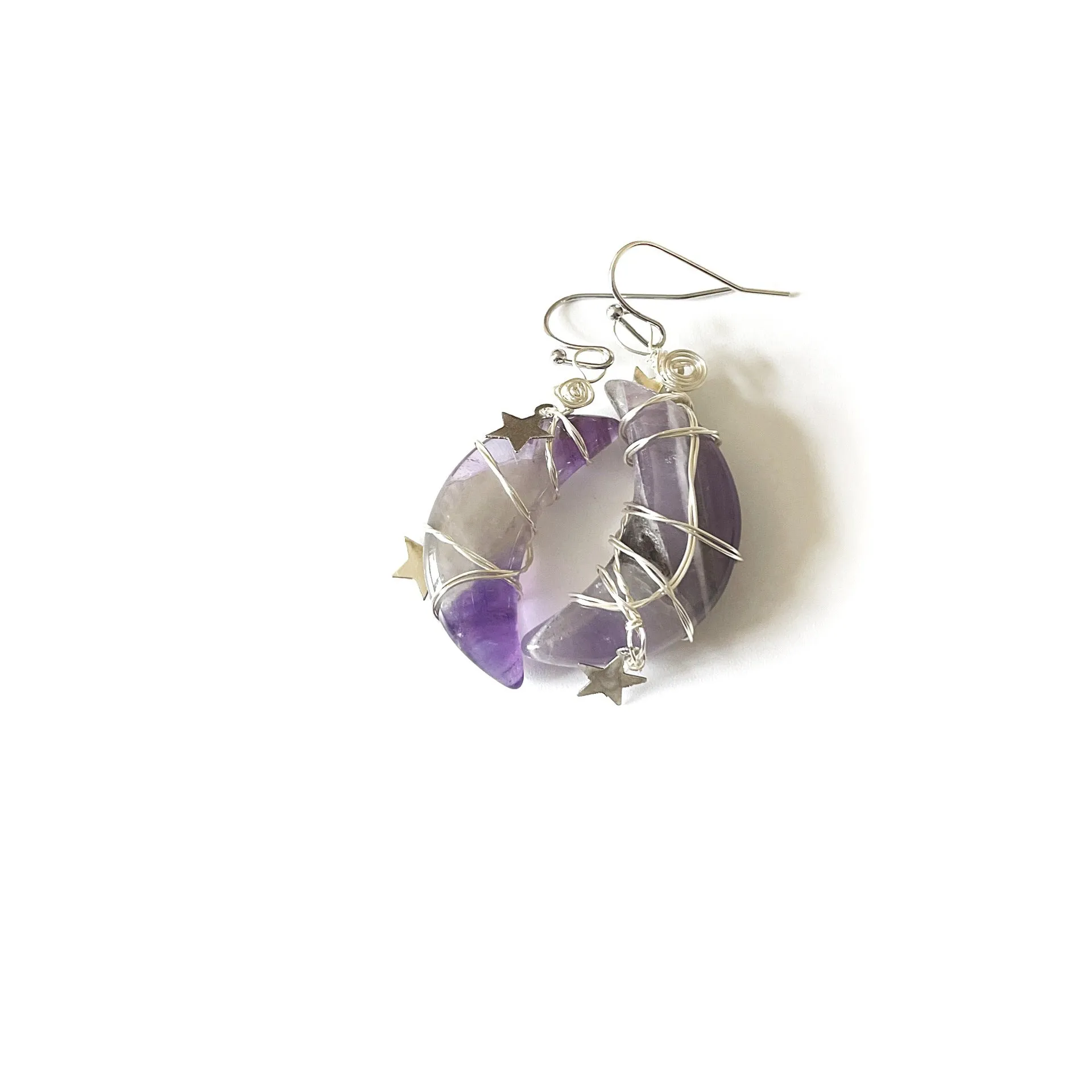 Wholesale  Hot Sale Natural Crystal Moon Diy Fashion Earrings
