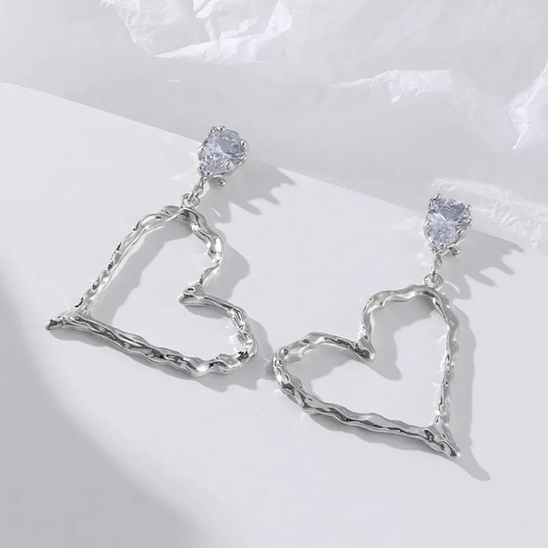 Wholesale Hot Sale S925 Silver Peach Heart Zircon Earrings Fashion Design Dopamine Color Buckle Earrings Earrings