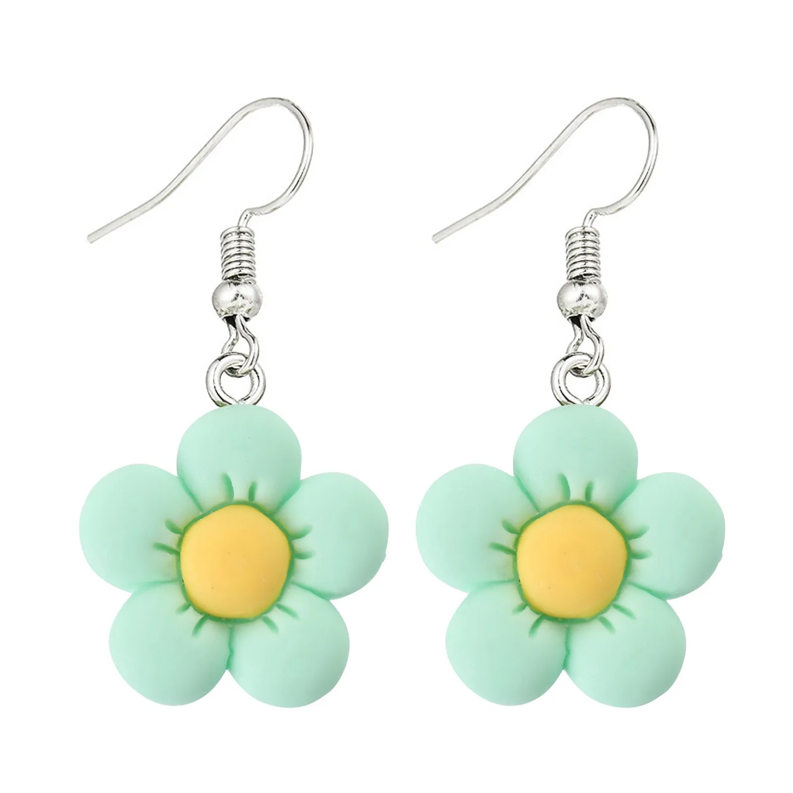 Wholesale Hot Sale Sweet Cute Little Fresh Candy Small Flower Green Flower Earrings