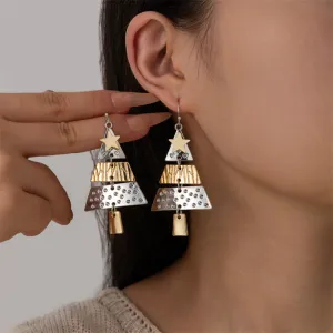Wholesale hot-selling fashion two-color Christmas tree earrings necklace personalized creative exaggerated holiday carnival jewelry