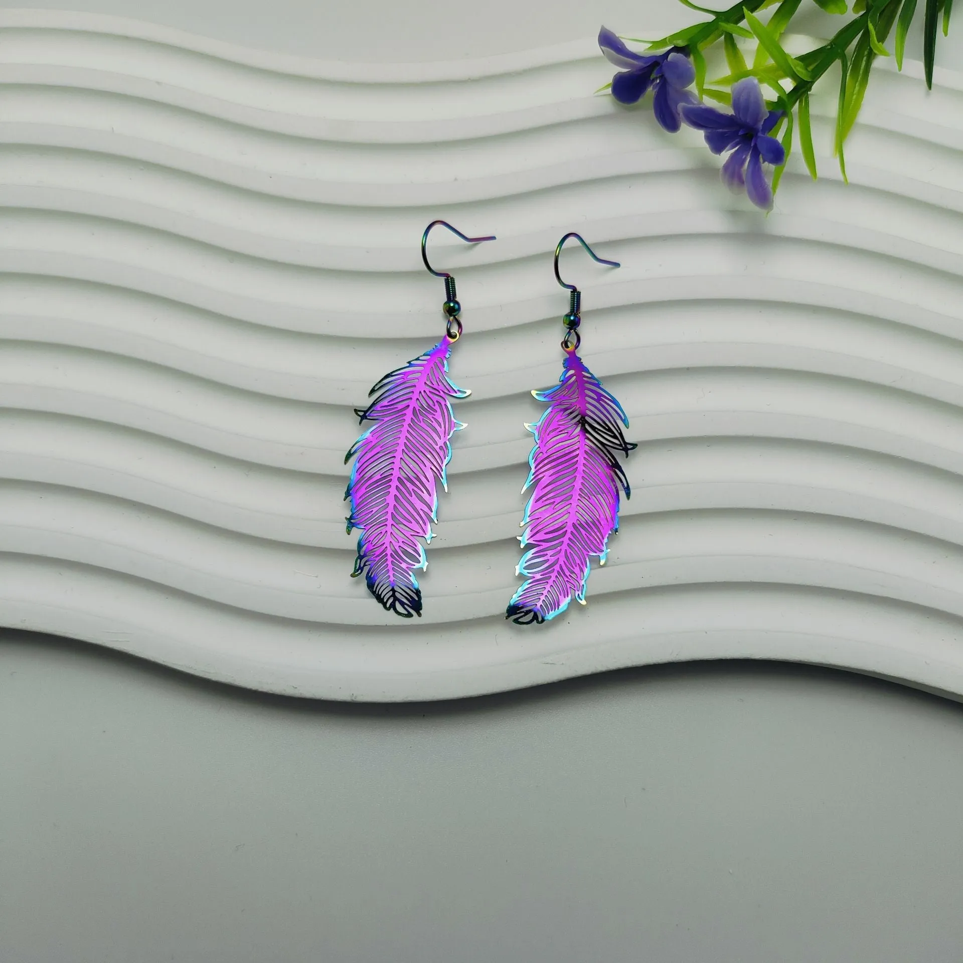 Wholesale Hot Selling Leaf Computer Piece Ear Creative Atmosphere Niche Drop Earrings