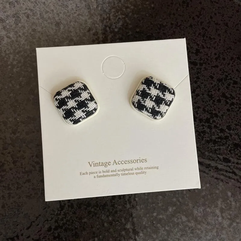 Wholesale Houndstooth Zebra Fabric Earrings