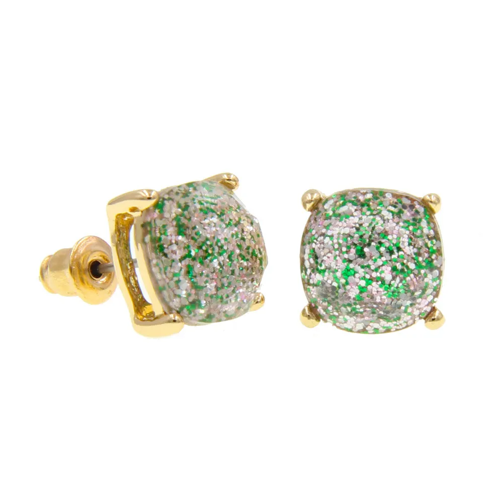 Wholesale Imitation Gemstone Square Sequin Colorful Resin Earrings