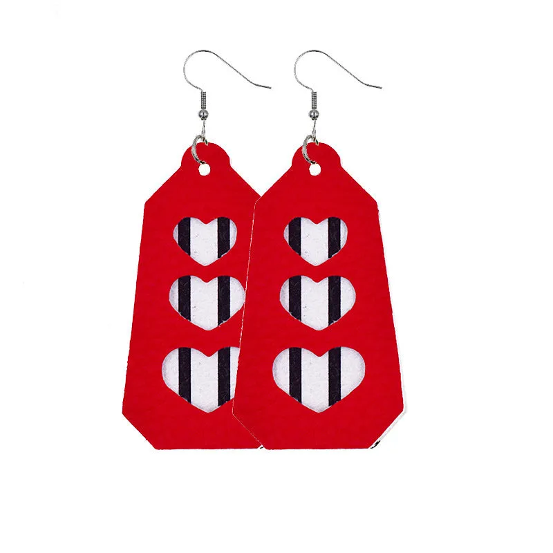 Wholesale In stock wholesale Valentine's Day series suit leather earrings cross-border creative personality love heart leather earrings
