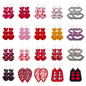 Wholesale In stock wholesale Valentine's Day series suit leather earrings cross-border creative personality love heart leather earrings