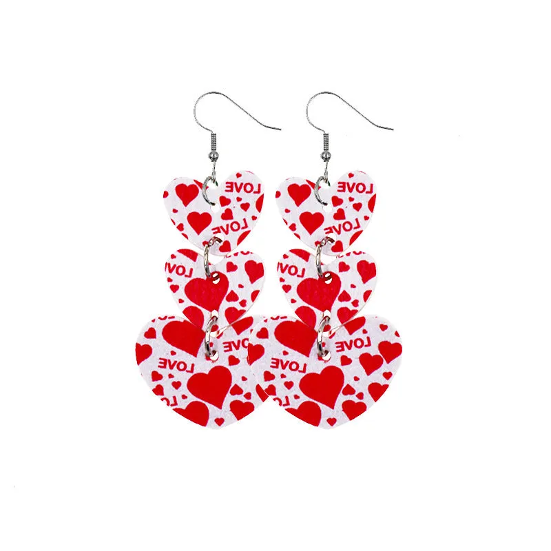 Wholesale In stock wholesale Valentine's Day series suit leather earrings cross-border creative personality love heart leather earrings