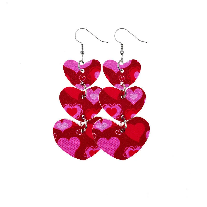 Wholesale In stock wholesale Valentine's Day series suit leather earrings cross-border creative personality love heart leather earrings