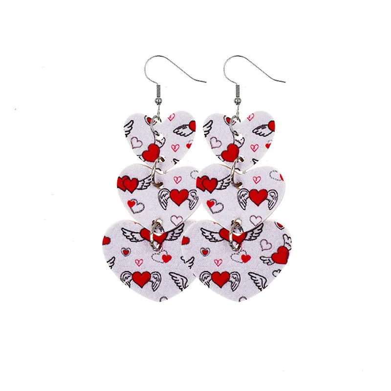 Wholesale In stock wholesale Valentine's Day series suit leather earrings cross-border creative personality love heart leather earrings