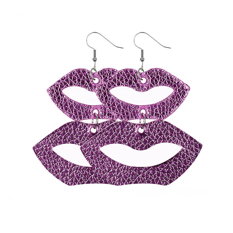 Wholesale In stock wholesale Valentine's Day series suit leather earrings cross-border creative personality love heart leather earrings
