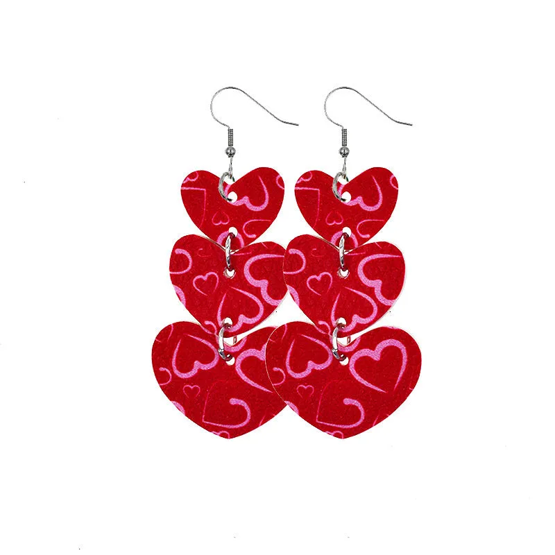 Wholesale In stock wholesale Valentine's Day series suit leather earrings cross-border creative personality love heart leather earrings