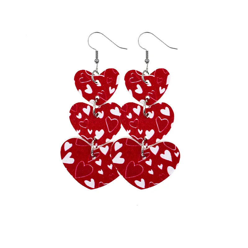 Wholesale In stock wholesale Valentine's Day series suit leather earrings cross-border creative personality love heart leather earrings