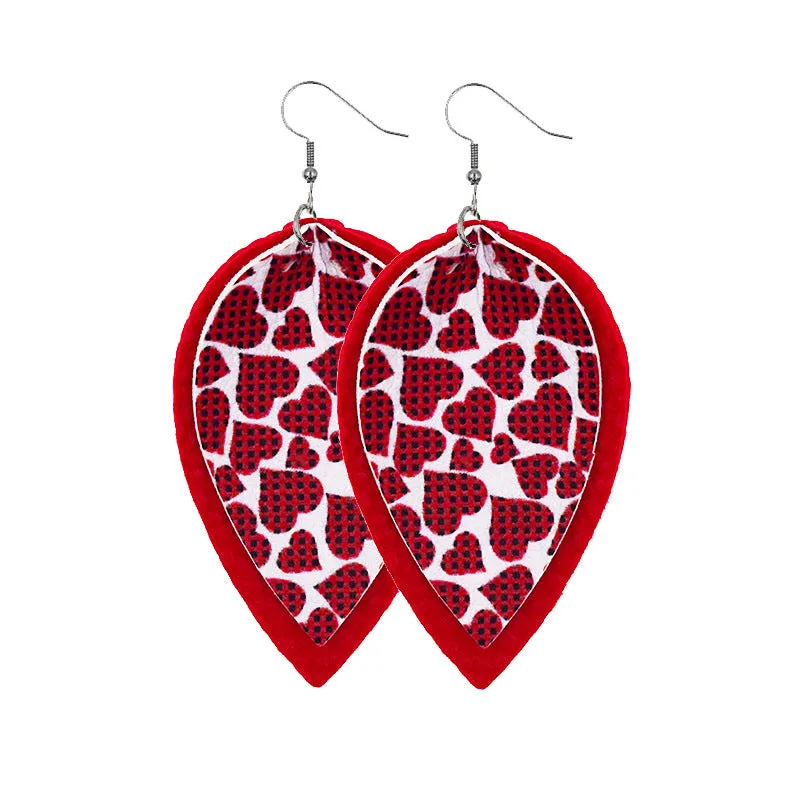 Wholesale In stock wholesale Valentine's Day series suit leather earrings cross-border creative personality love heart leather earrings