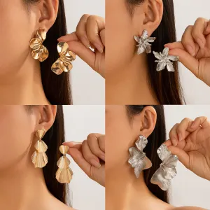 Wholesale Ins personality double-layer five-petal flower earrings
