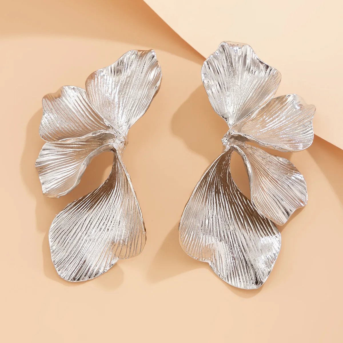 Wholesale Ins personality double-layer five-petal flower earrings