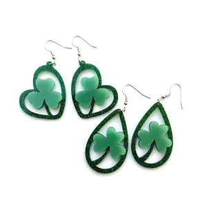 Wholesale Ireland St. Patrick's Day Jewelry Acrylic Luminous Clover Earrings Carnival Party Earrings