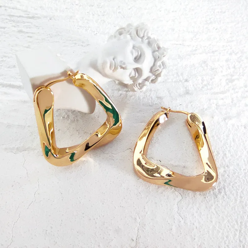 Wholesale Irregular hoop triangular exaggerated geometric earrings